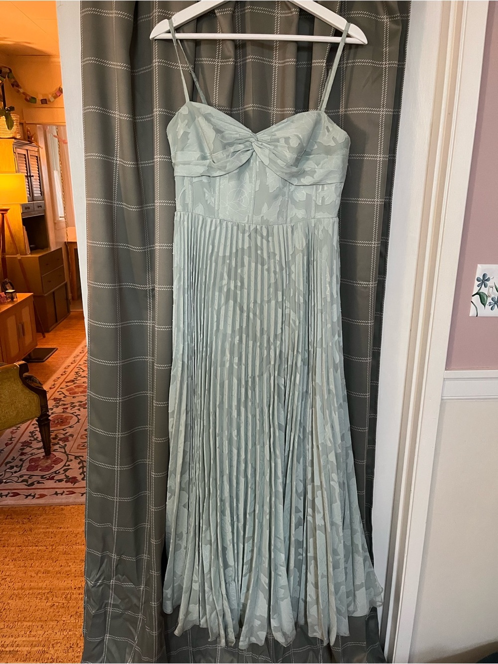 Azazie Light Sage Pleated Maxi Dress